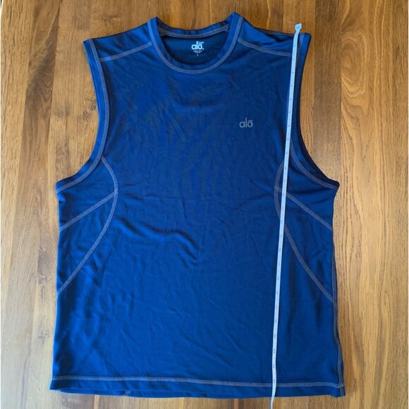 ALO CoolFit Athletic Tank Top Mens L Large Navy Blue Muscle Shirt Men Workout - Picture 8 of 8
